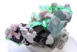 Pristine Aquamarine Crystal With Fluorescent Hyalite Opal - Namibia #281646-1